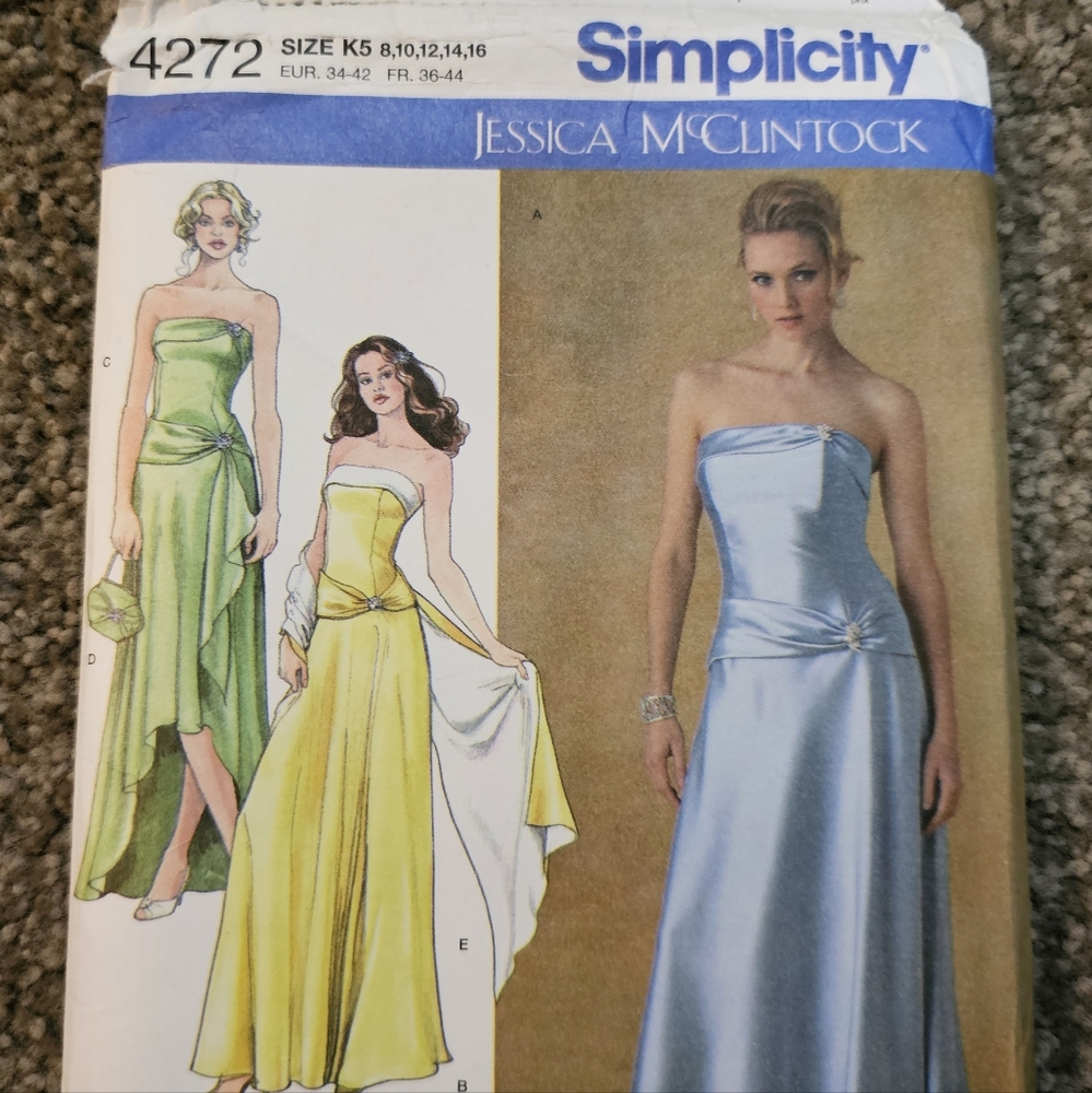 2006 15pc Simplicity 4272 Evening Dress Wrap Purse Uncut Sewing Patterns K5 8-16